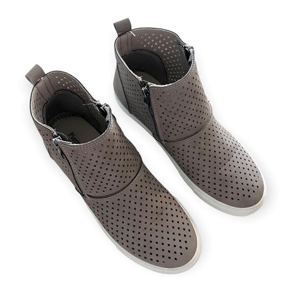 Pierre Dumas Comfort Foam Perforated Slip On Sneakers High Top Taupe Fast-5 - Picture 9 of 11